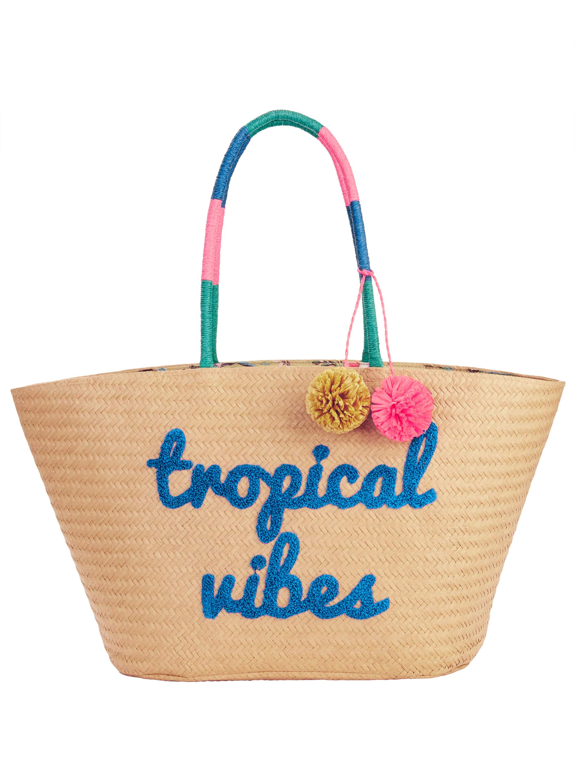 X Large Tropical Vibes Straw Tote Fashion Handbags Mezon Handbags